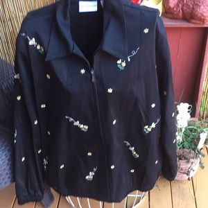 Alfred Dunner Black Floral and Bee Jacket so 16